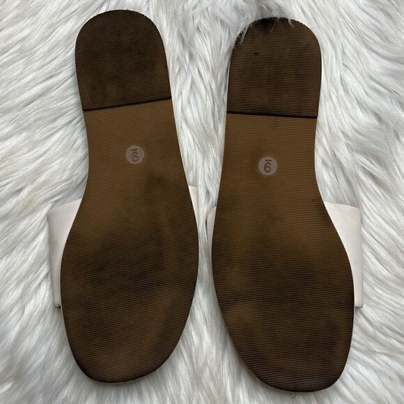 a new day faux leather flat slides white size 9 - Picture 3 of 5